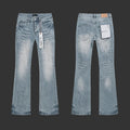 Purple Light Indigo with All-Over "X" Cross Stitch Embroidery Flared Jeans
