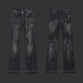 Purple Black Starburst Laser with Orange-Brown Accents + Splatter Flared Jeans