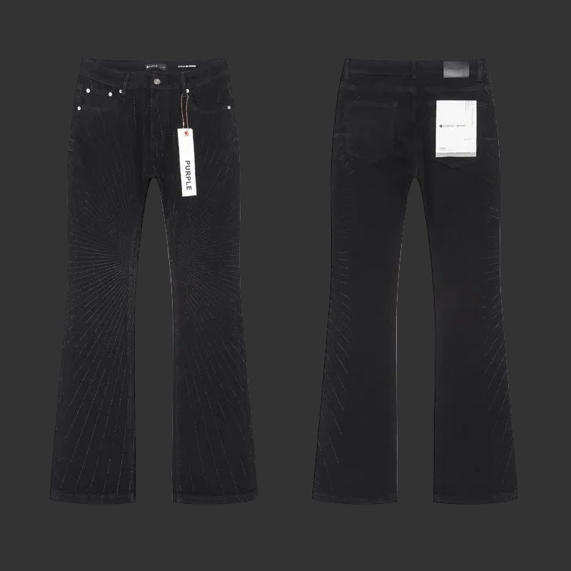 Purple Black with radiating starburst Flared Jeans