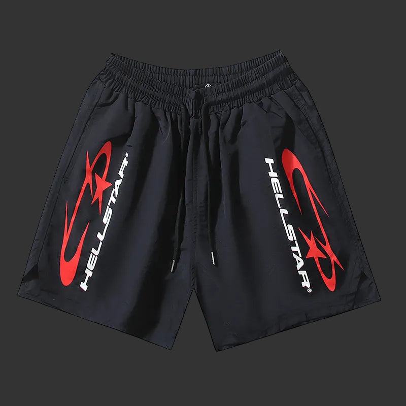 Hellstar Racing Nylon Track Shorts Black And Red