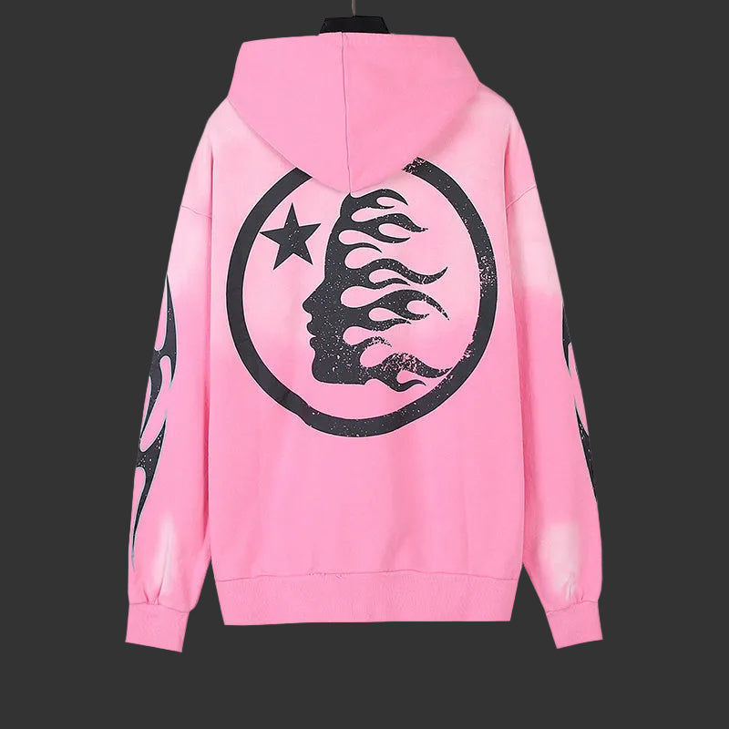 Hellstar Sports Flame Zip-Up Hoodie ‘Pink’