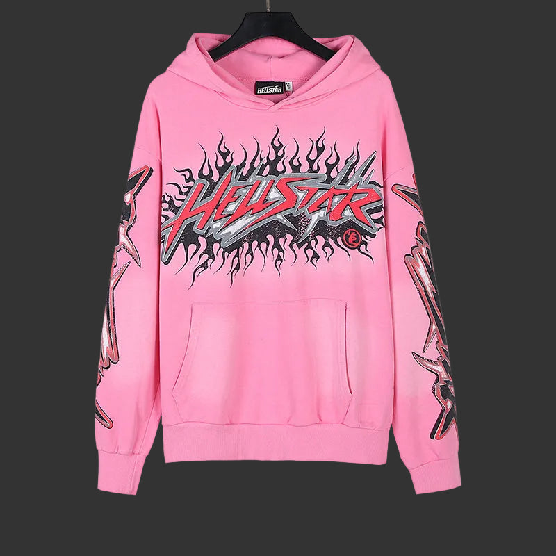 Hellstar Pink Flame Graphic Hoodie