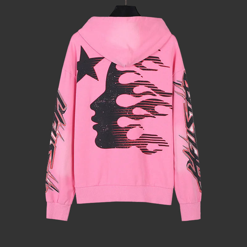 Hellstar Pink Flame Graphic Hoodie