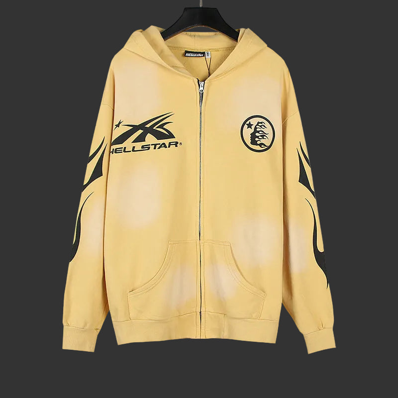 Hellstar Sun Zip-Up Hoodie ‘Yellow’