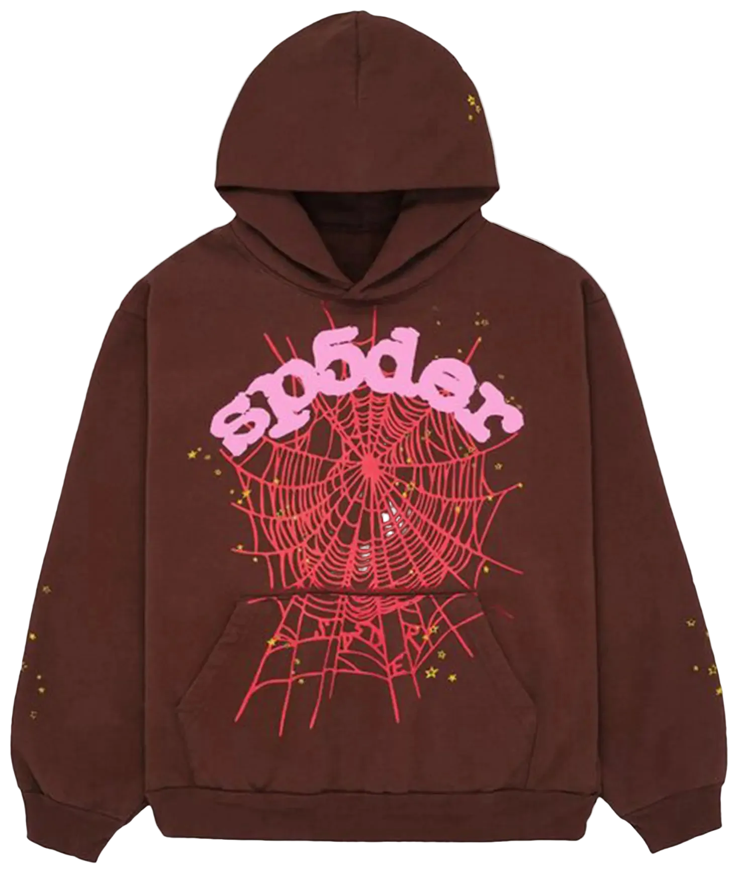 Sp5der Brown Web Hoodie